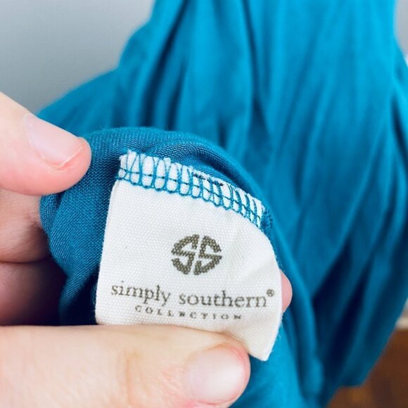 Simply Southern Shift Dress Womens Medium Blue Round Neck Preppy Basic Layering - Picture 7 of 7